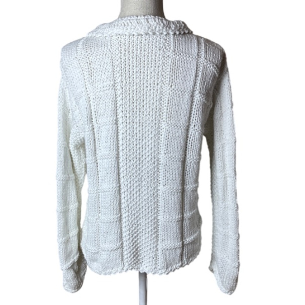 HANDKNITS BY EASTWINDS
Vintage 100% Cotton Cable Knit Flower Button Cardigan S - Picture 4 of 11